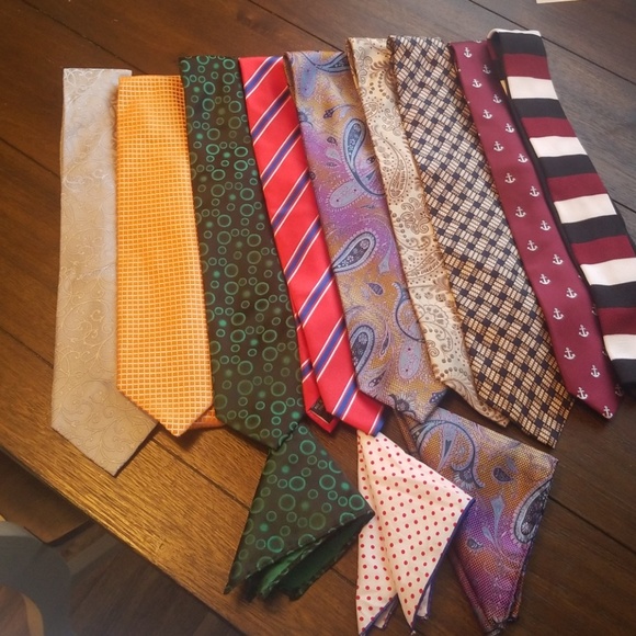 Other - Bundle of 9 neckties ( 3of them come with puff)